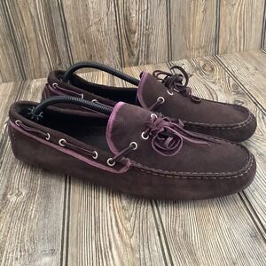Thomas Dean Italian Driving Loafers Mens 11.5 44.5 Brown Suede Slip On Shoes